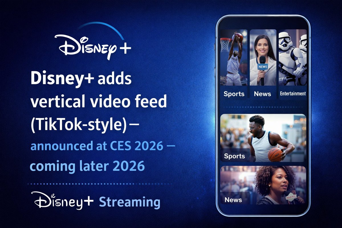 Disney+ is adding a TikTok-style vertical video feed in the U.S. later in 2026 (announced at CES). Expect short clips across Sports, News &amp; Entertainment——repurposed social videos and edited scenes. Swipe to discover, then jump into full shows now! #DisneyPlus #Streaming #CES2026