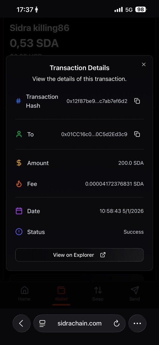 Challengevt86's tweet photo. @sidrachain After updating to the new version, I noticed this strange transaction... why is that? https://t.co/aG3KKnCXUa