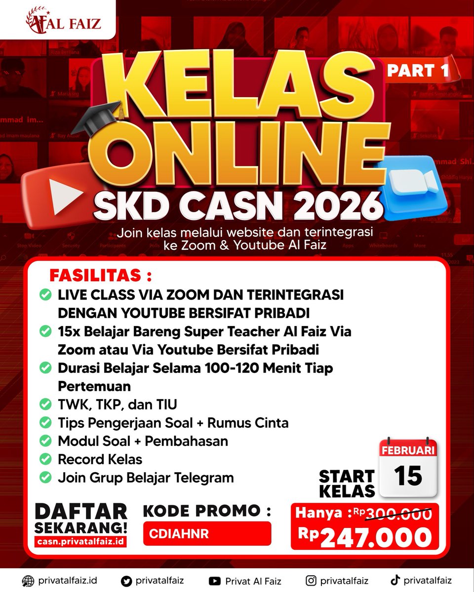 hellowgirl_'s tweet photo. 🚨 RILIS KELAS ONLINE PRIVAT ALFAIZ ‼️ 
🗓 Kelas dimulai 15 Februari 2026
🎁 Gunakan Kode: CDIAHNR untuk dpt pot harga
👉 Persiapkan dirimu, daftar sekarang jangan sampai ketinggalan!

#SKDCPNS #CPNS26 #PrivatAlfaiz #jadiASN #ASN https://t.co/4Q792em45X
