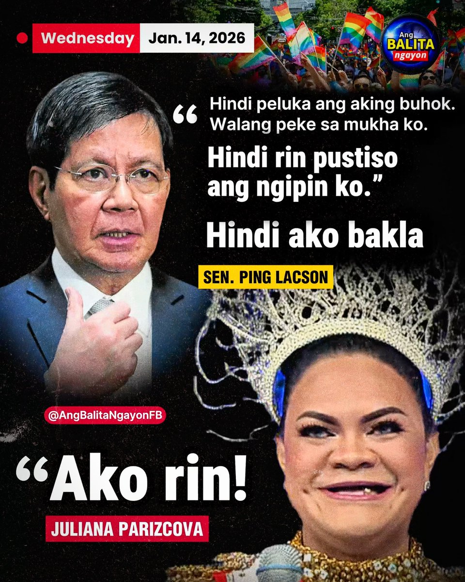 JULIANA PARIZCOVA, KAISA SI SEN. PING LACSON SA PANININDIGANG HINDI SILA BAKLA

Nagpahayag ng pakikiisa si Juliana Parizcova, grand winner ng It’s Showtime Miss Q &amp; A 2018, sa paninindigan ni Sen. Ping Lacson matapos nitong mariing sabihin na hindi siya bakla.

Ang reaksiyon ni