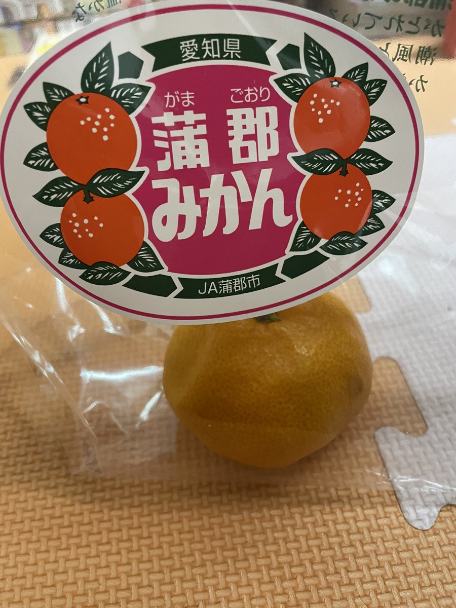 奥さんの実家から貰ってくる、蒲郡みかんがいつも美味しい😋 ラベルの