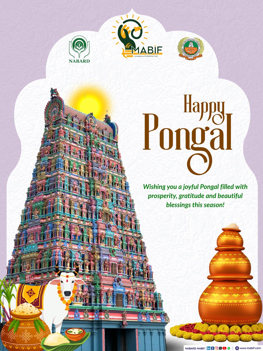 Team NABARD MABIF wishes you a Happy Pongal!

Wishing you a harvest of joy, prosperity and endless blessings on this auspicious occasion of Pongal! May the warmth of the season fill your homes with happiness and your hearts with gratitude.