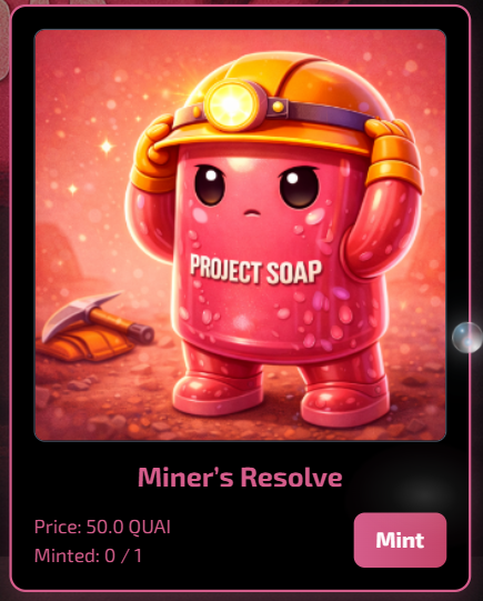 cute soapy preparing to mine

Grab the SOAPY NFT before it's gets sold out !!!