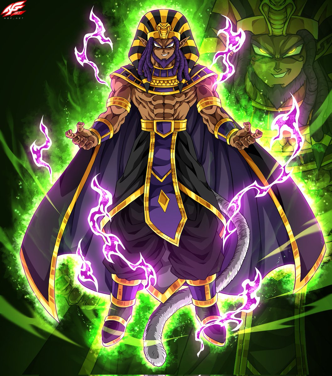 Introducing Xeno Pharaoh Heru Kushari Ramses: Primal Baboon God of Destruction.

This is a Ramses who after banishment became The Avatar of Babi and leading the Babi-Saiyans as their god until he returned for throne leading as a Saiyan first, not just a Khem'mite.

Art by