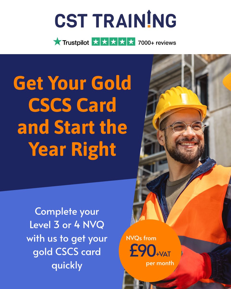 Get your Gold CSCS card to start this year off 🟡

Complete your Level 3 or 4 NVQ with us to get your gold CSCS card quickly. 

Get qualified now 👉 hubs.ly/Q03Yz-5_0

#constructioncourses #constructionnvqs #cscscard #goldcscscard