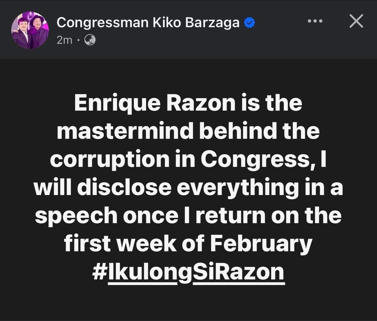🚨EXCLUSIVE dito nyo lang makikita!

Because a DDS dared me to point out anong post ni Kiko Barzaga ang libelous and wala naman daw syang dinelete, heto ang deleted post (before it was deleted) dahil mabilis tayo mag screenshot! 👊

Dahil bata pa at tanga si Kiko Barzaga, imbes