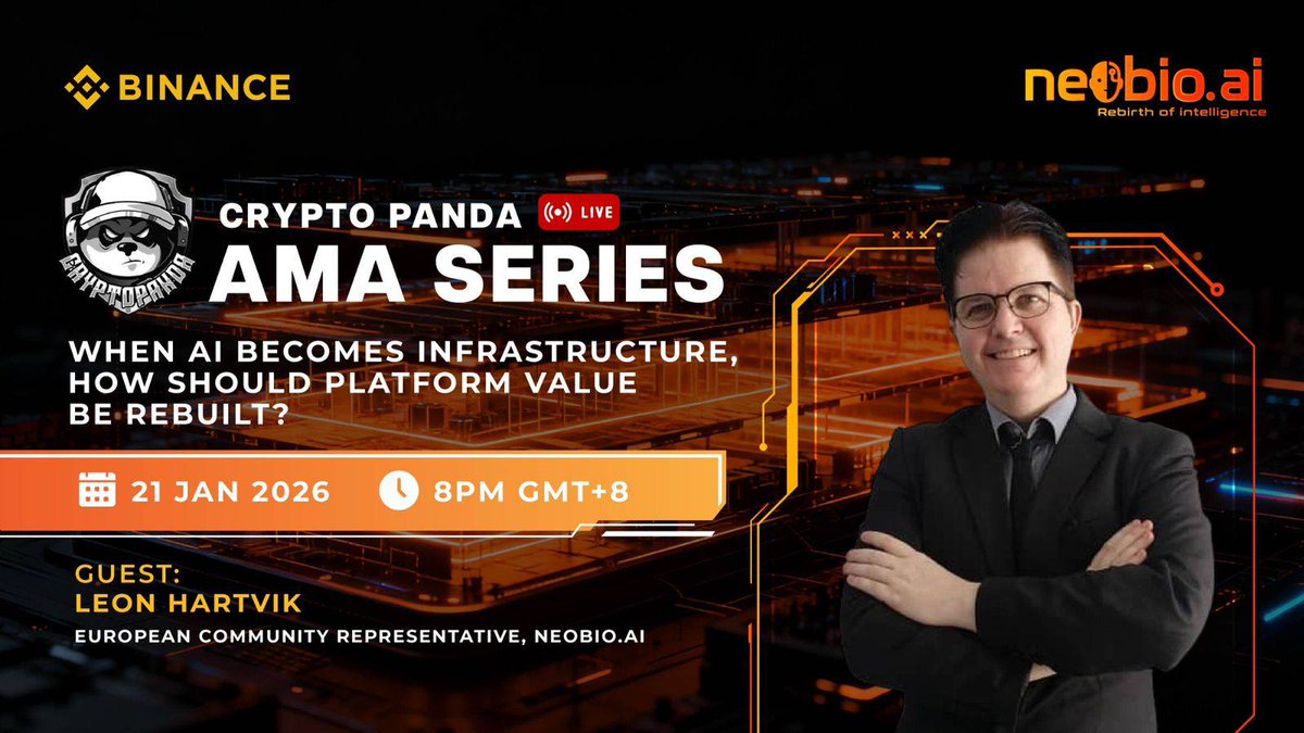 CryptoPanda_gl's tweet image. 🎙️ Join us for Exclusive #BinanceLiveAMA with @neobioofficial 

🗓️ Date   :- 21th , January 2026
🕰️ Time   :- 12:00 PM UTC 
🎁 Prize   :- $1️⃣0️⃣0️⃣ USDT

🎙️ Guest:- 
&amp;gt; Leon Hartvik - European Community Representative, NeoBio

📌Joined Binance Square  :- 
binance.com/en/square/audi……