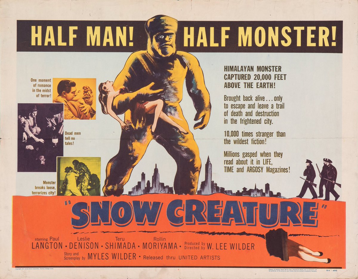 Terror_By_Night's tweet photo. The Snow Creature (United Artists, 1954)
Half Sheet (22" X 28")
.
#TerrorByNight #TheSnowCreature #ClassicHorror #VintageHorror #MonsterKid
. https://t.co/Y0s5L9xrXp