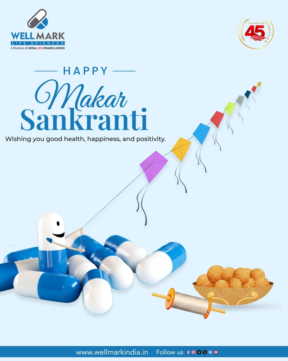 wellmarkindia's tweet image. Happy Makar Sankranti!
May this festival bring you good health, happiness, and endless positivity. Let your life soar high with joy and new beginnings.

#wellmark #HappyMakarSankranti #MakarSankranti2026 #Uttarayan #KiteFestival #HarvestFestival #NewBeginnings #PositiveVibes