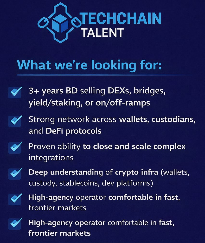 TechChainTalent's tweet image. GM
We’re hiring a Business Development Lead  (Crypto Products)
We’re looking for someone who has actually sold crypto products not decks.