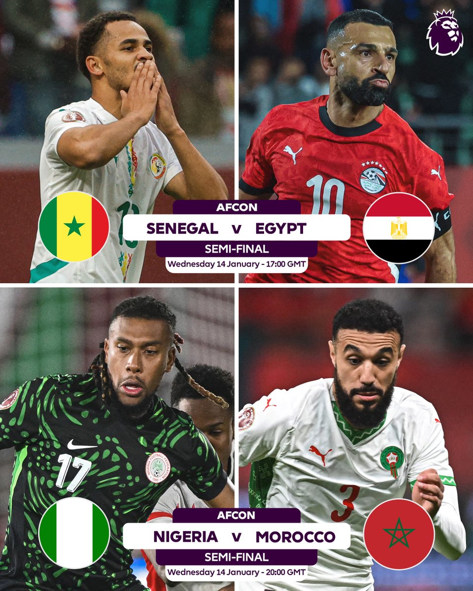 premierleague's tweet image. Who will make the AFCON final? 🏆