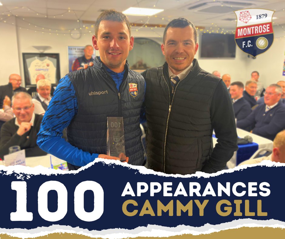 GILL REACHES 100 GABLE ENDIE GAMES

Montrose FC goalie Cammy Gill made his 100th appearance for the club recently in a 2-1 home win against East Fife montrosefc.co.uk/2026/01/14/gil…