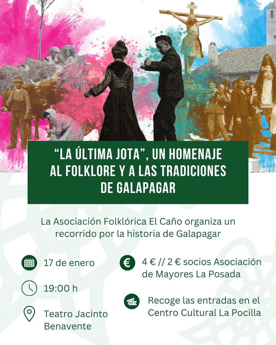 🎶 Homenaje al #folklore y a las #tradiciones de #Galapagar

Este sábado 17 de enero, el Teatro Jacinto Benavente acoge “La última jota”, un espectáculo de la Asociación Folklórica El Caño que recorre la historia de nuestro municipio a través de la música y el baile