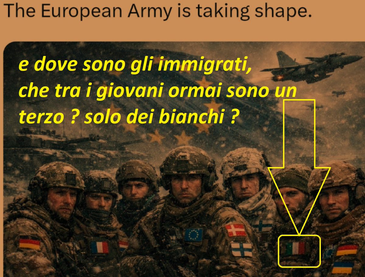 L'esercito europeo raffigurato è tutto bianco: non è caso, è strategia