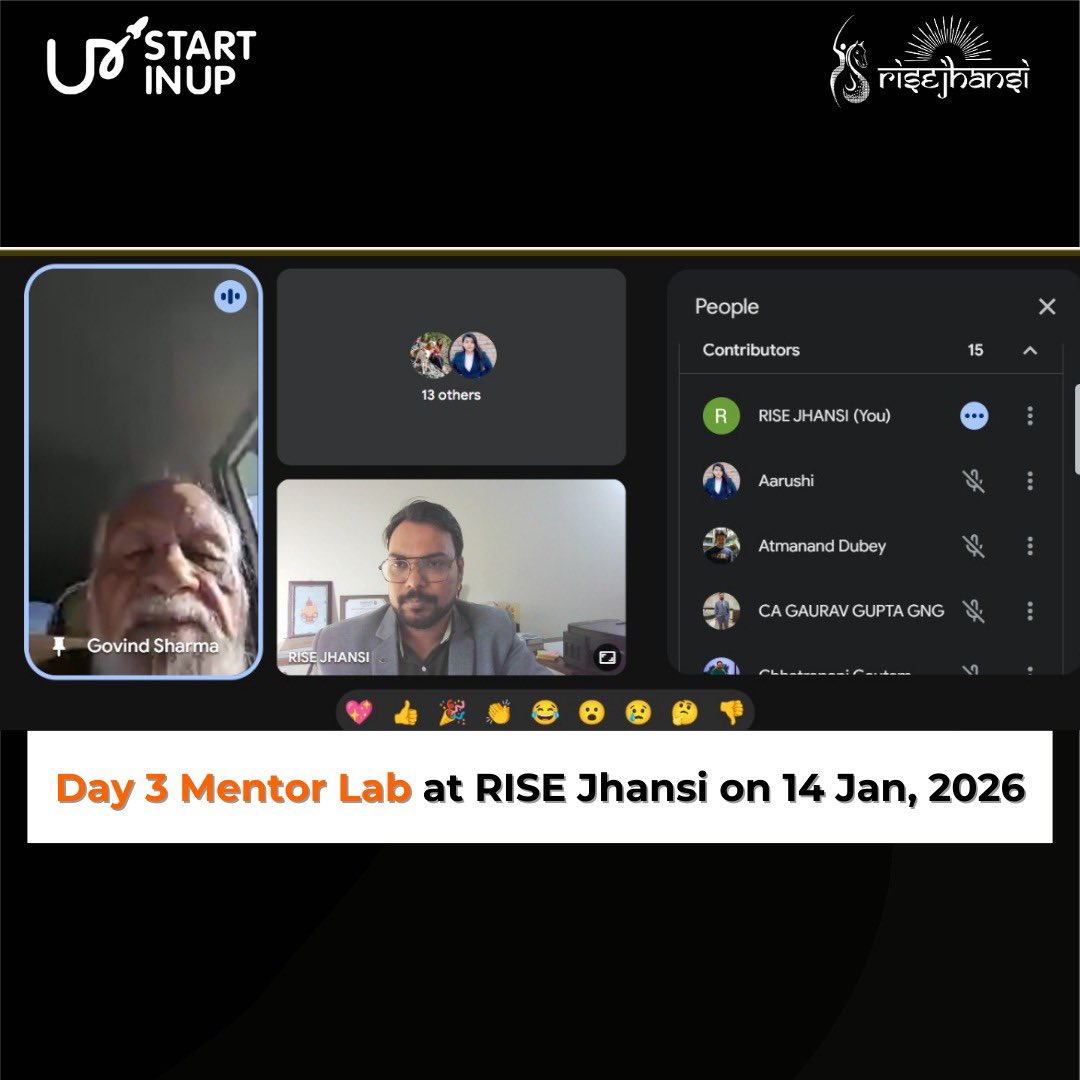 RiseJhansi's tweet photo. National Startup Week – Day 3 Recap
Day 3 on 14 Jan 2026 featured an interactive Mentor Lab session where startups received expert guidance, clarity and strategic direction. A productive and encouraging day for founders!
#NationalStartupWeek #MentorLab https://t.co/w7DXUtrSC4