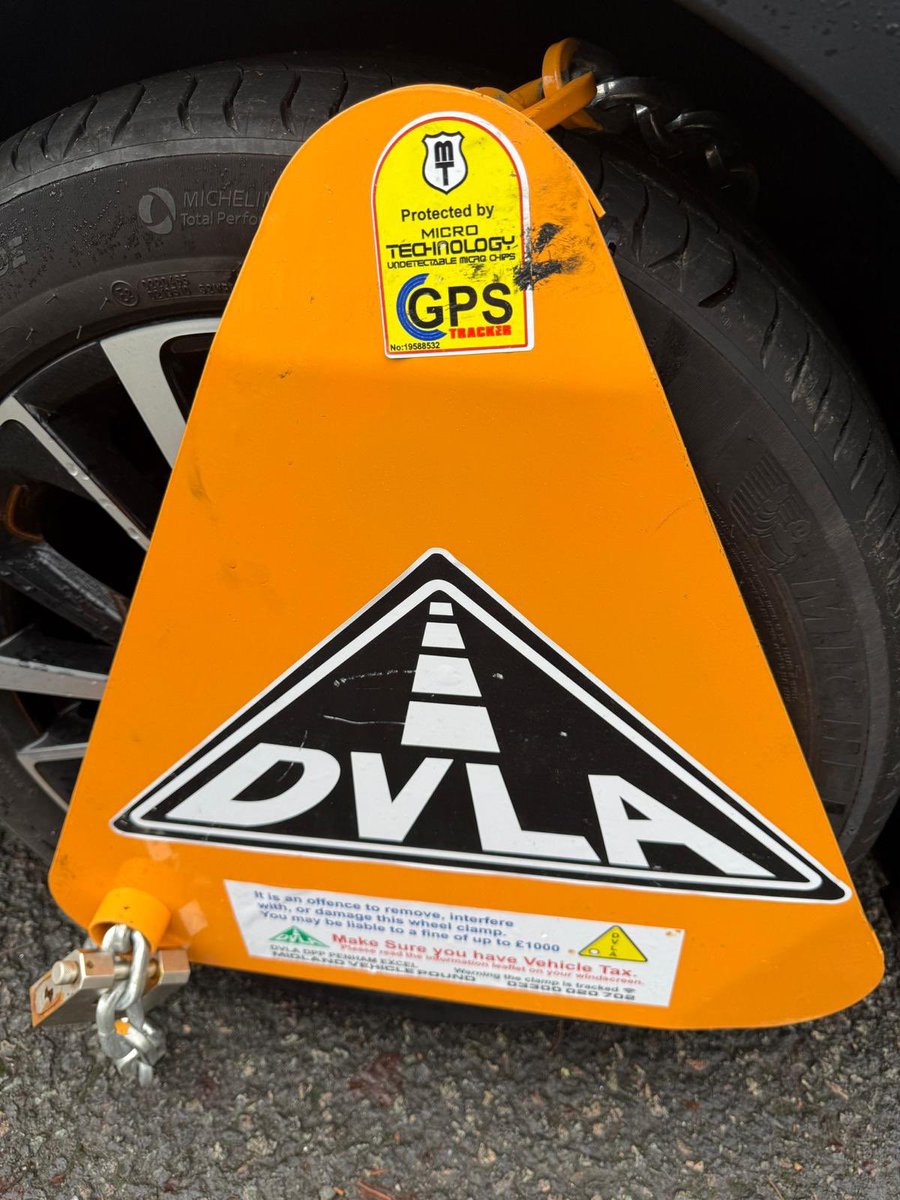 On Monday, I came to my car to find it clamped, so I was unable to attend medical appointments.

I paid for my road fund licence in full in August - there was a clerical error <a href="/DVLAgovuk/">Driver and Vehicle Licensing Agency</a>. After two days of massive inconvenience, the illegal clamp was removed, but not before I