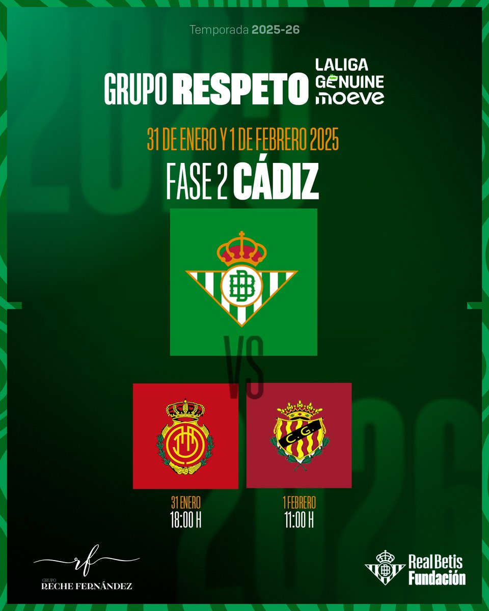 El #BetisGenuine ya conoce su calendario para la segunda fase de #LaLigaGenuine ⚔️ 💚

Jugará ante RCD Mallorca y Nàstic de Tarragona ⚽️

¡A por todas! 💪

➡️ realbetisbalompie.es/noticias/area-…