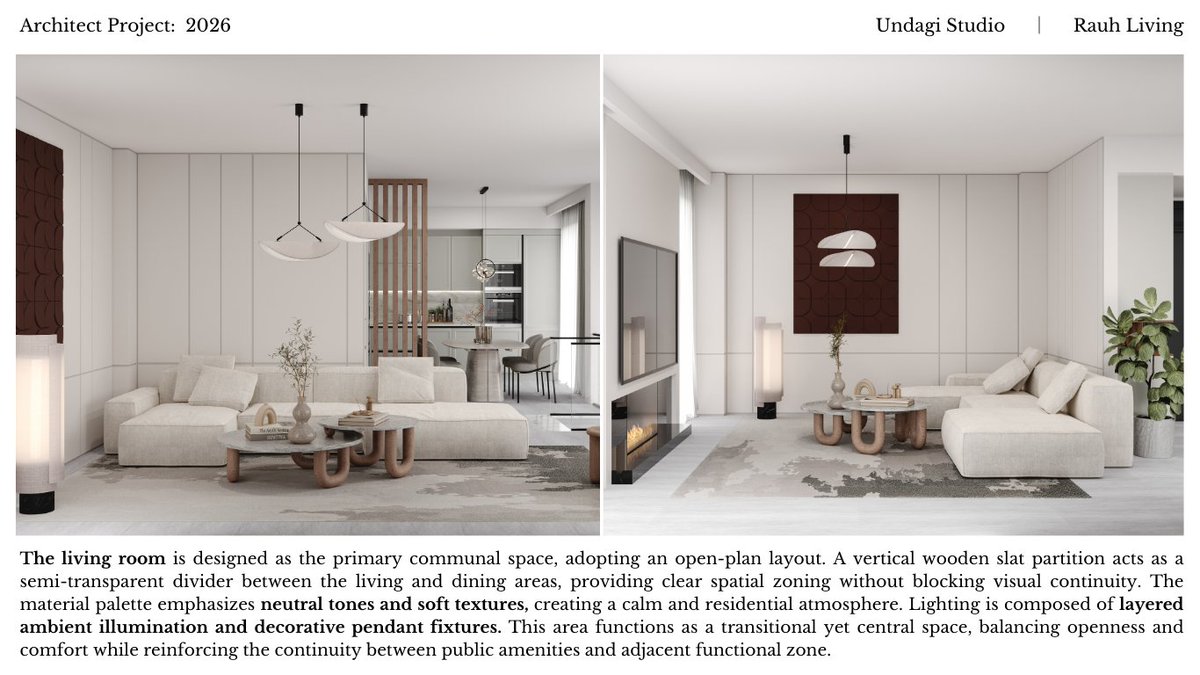 quatervoisa's tweet photo. ⠀
 
From the main entrance, the circurlation leads directly into the foyer and transitions seamlessly into the living area. The living room is positioned as a central hub for daily activities, informal gatherings, and moment of rest.
  
⠀ https://t.co/X1r8Axzbwp