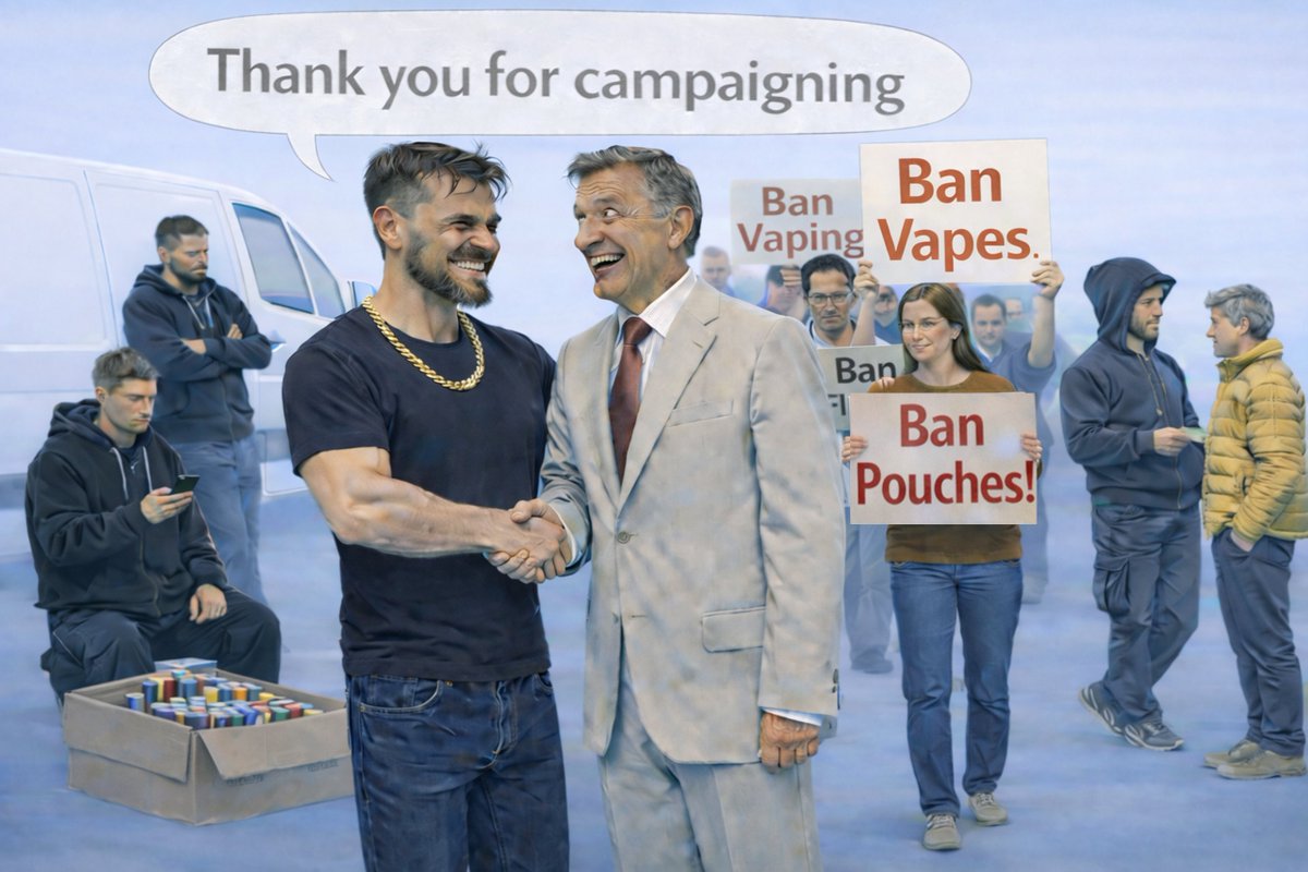 Kampagnen gegen reguläre #EZigaretten und #Nikotinprodukte wirken faktisch wie Initiativen zur Unterstützung des irregulären Handels. #Prohibition hat noch nie funktioniert und wird auch bei Vapes &amp; #Pouches nicht funktionieren! <a href="/BfTG_DE/">BfTG</a>, <a href="/VdeH_Verband/">VdeH_Verband</a>, <a href="/BDB_offiziell/">Sucht- und Drogenbeauftragter der Bundesregierung</a>, <a href="/BMG_Bund/">Bundesgesundheitsministerium</a>