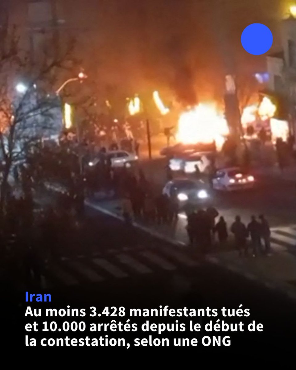 afpfr's tweet image. Iran: au moins 3.428 manifestants ont été tués depuis le début du mouvement de contestation contre le pouvoir, a annoncé mercredi l'ONG Iran Human Rights (IHR), qui a également fait état de plus de 10.000 arrestations ⤵️