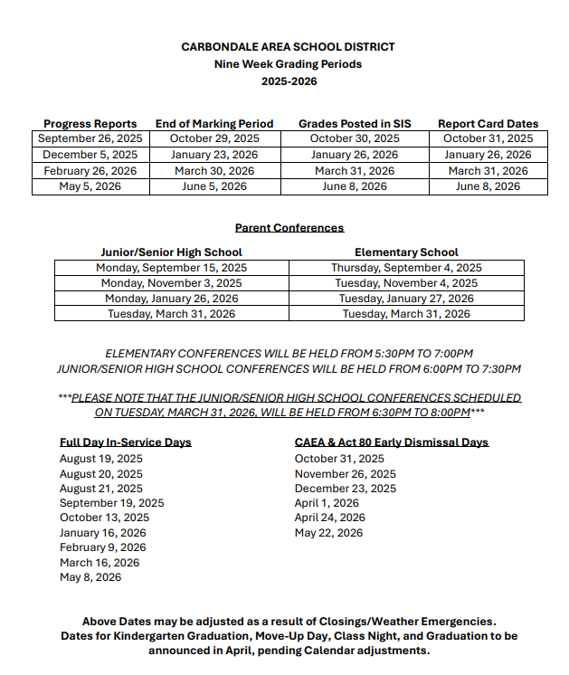 Updated Grading/Conferences Information.