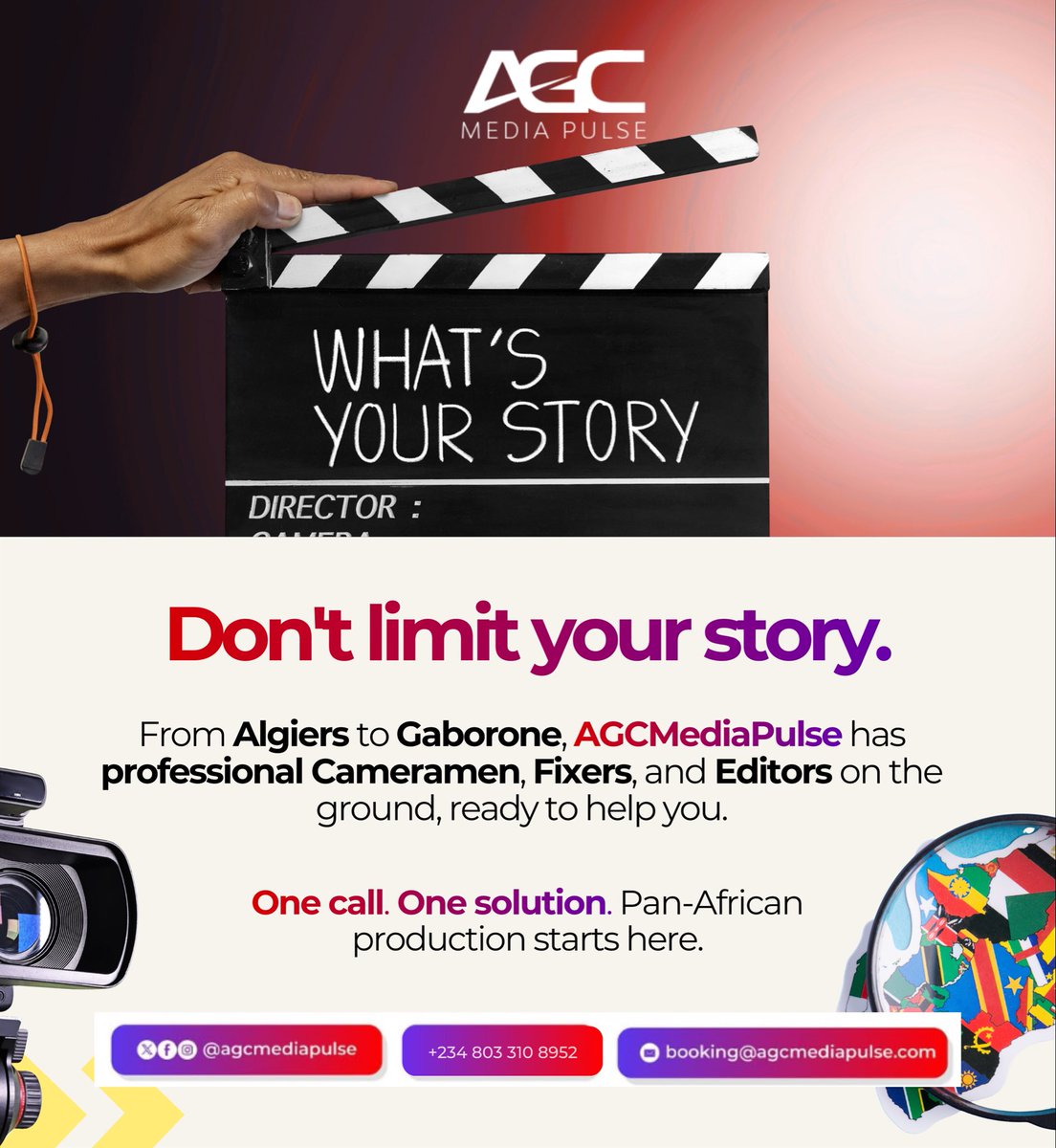 agcmediapulse's tweet photo. Don’t get bogged down by logistics. We provide the "One Call, One Solution" approach to pan-African production.

Your production starts here. DM us or call +234 803 310 8952 to get your crew on the ground today! 📞

#agcmediapulse #mediaproduction #behindthescenes #Venezuela https://t.co/58jEzMBmeI