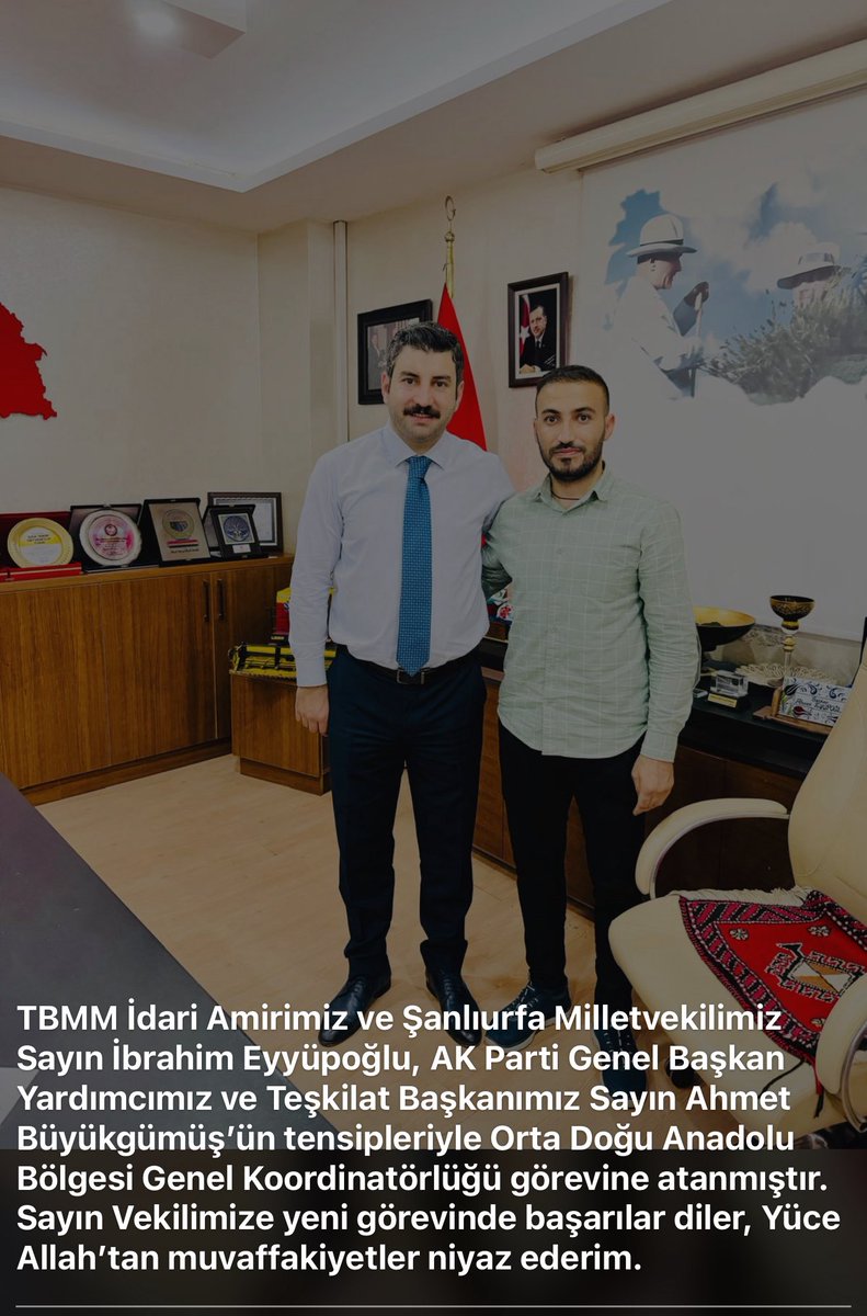 Sayın Vekilimiz <a href="/ibrahimeyyupogl/">Av.İbrahim EYYÜPOĞLU</a> na yeni görevinde başarılar diler,
Yüce Allah’tan muvaffakiyetler niyaz ederim.