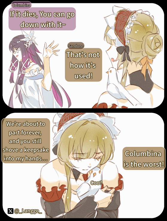 "A female colleague ambushed me in my bathroom, and it was actually for…" #yuri

(3/3)

#GenshinImpact📷 #Columbina #sandbina #Sandrone #vgen #VGenComm #Genshinfanart 
