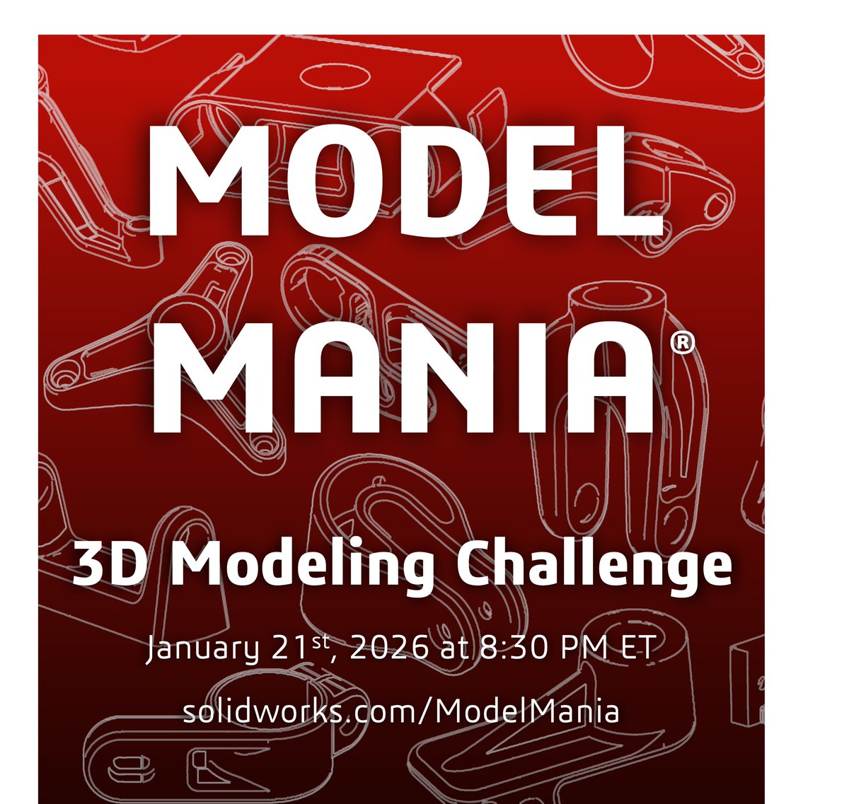 NEW THIS YEAR, join the Model Mania Online Challenge! We are taking Model Mania one step further with this online challenge PRIOR TO 3DEXPERIENCE World!   On January 21, 2026, the Model Mania Online Challenge will go live at 8:30 PM ET and is open to all users.   Learn how to