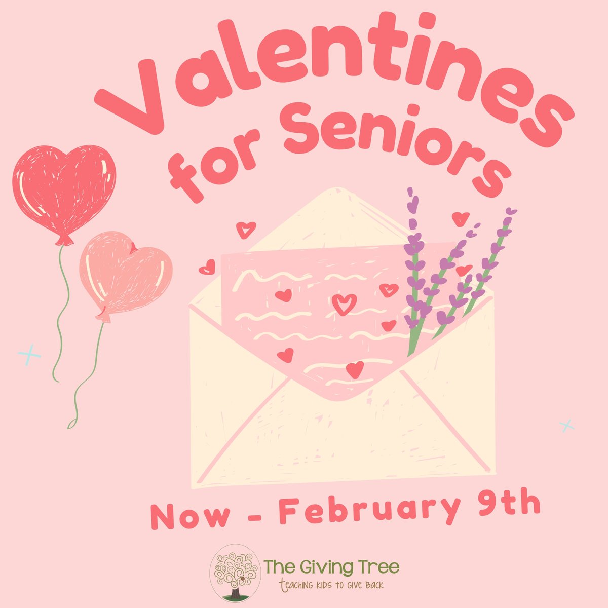 Spread some love this Valentine's Day! We are encouraging kids, teens (&amp; grown-ups too!) to create hand-made cards with positive, uplifting messages for our friends of the elderly community. Contact info@givingtreefamilies.org with questions. #ValentinesforSeniors2026 #kindness