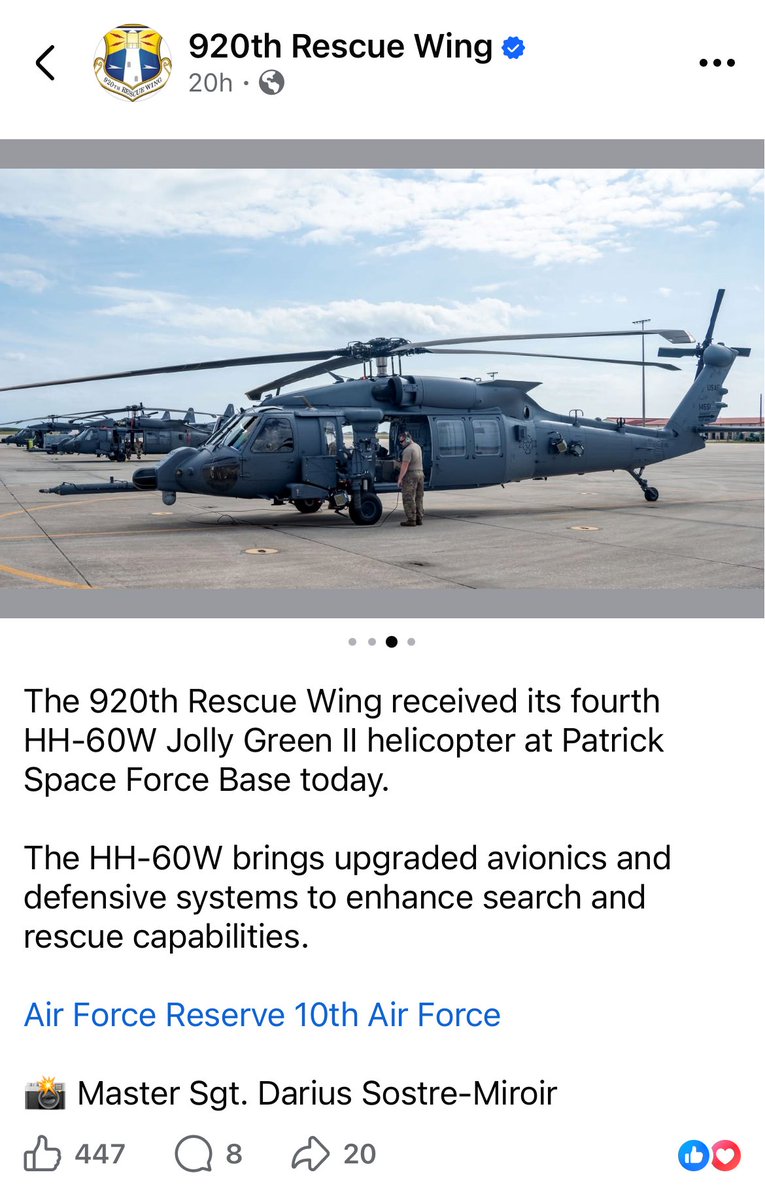 In October, I checked out one of the 920th Rescue Wing's new HH-60W Jolly Green II helicopters inside a hangar at Patrick Space Force Base. <a href="/Florida_Today/">Florida Today</a> story link: tinyurl.com/2dfu8jr2