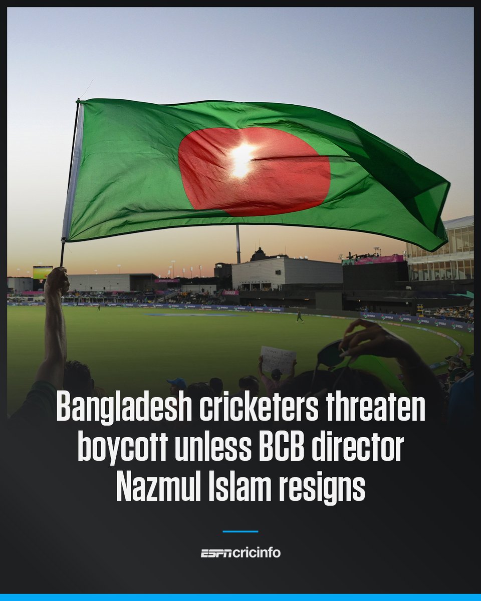 ESPNcricinfo's tweet image. Bangladesh's cricketers have threatened a boycott of all forms of cricket unless BCB director M Nazmul Islam tenders his resignation, following his disparaging comments against them on Wednesday

Full story: srkl.in/6019BAj4c3