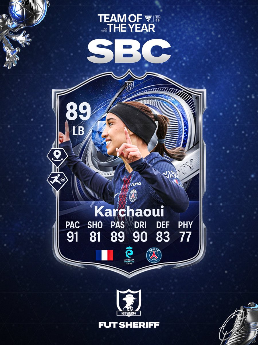 FutSheriff's tweet image. 🚨💣 Karchaoui 🇫🇷 is added to come as TOTY HM SBC/OBJ SOON!🥶🥶🥶🥶

Stats are prediction 👀

Follow @FutSheriff ✅ #fFC26