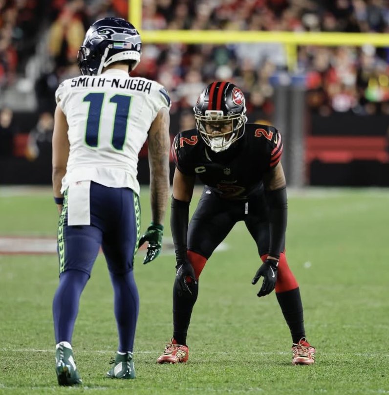 Coach_Yac's tweet image. Deommodore Lenoir vs Jaxon Smith-Njigba

2023:
• Week 12: 34 yards allowed, 0 TD
• Week 14: 7 yards allowed, 1 PBU, 0 TD

2024:
• Week 6: 19 yards allowed, 1 PBU, 0 TD
• Week 11: 50 yards allowed, 0 TD

2025:
• Week 1: 0 yards allowed, 0 TD
• Week 18: 0 yards allowed, 0 TD