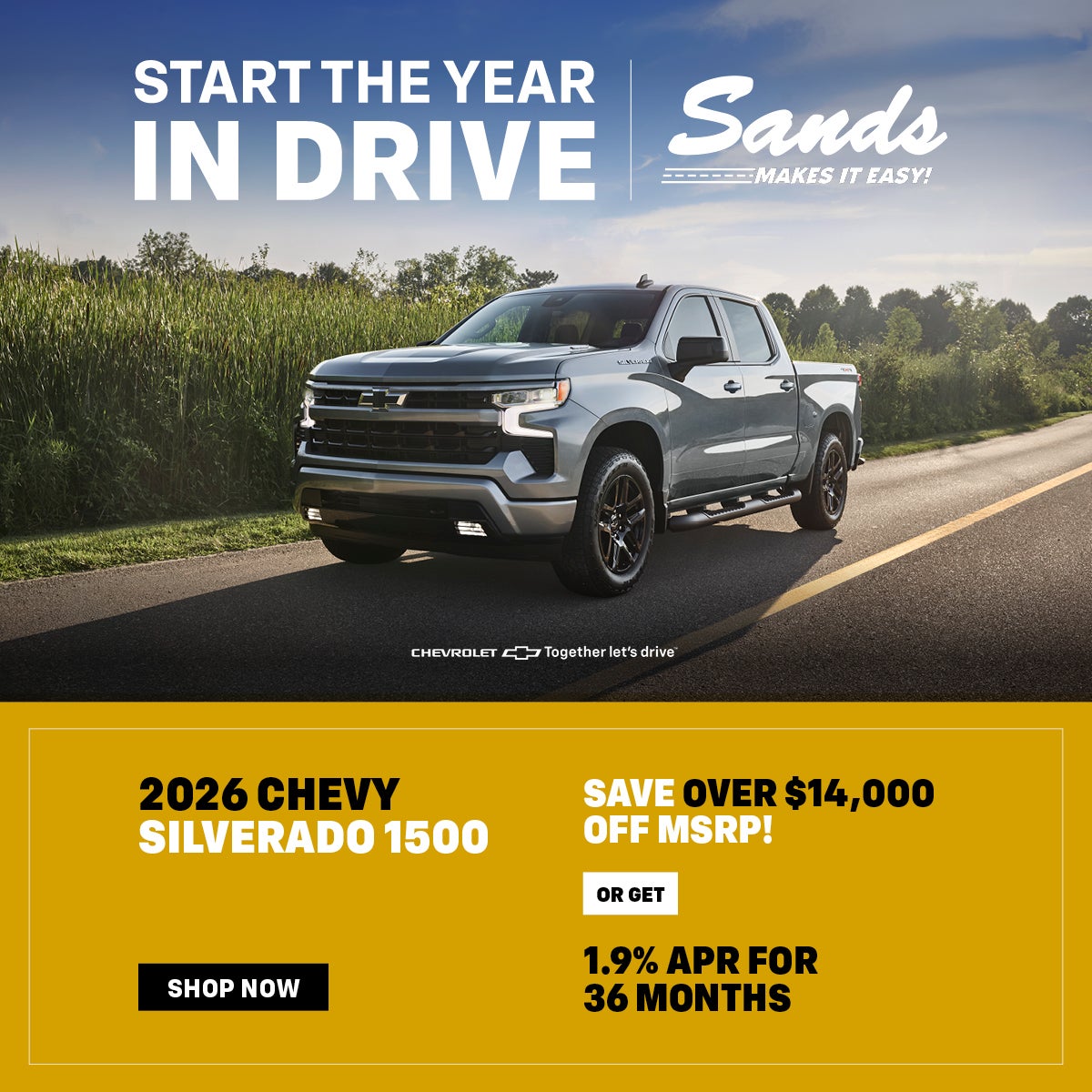 SandsInSurprise's tweet image. 📉 Drive the Legend for Less Finance the 2026 Chevrolet Silverado 1500 at 1.9% APR for 36 mos 💪 Built strong with smarter rates! #Silverado1500 #LowAPR #SandsChevroletSurprise

Shop For Yours at 👉 p1.tt/3NsyFYC