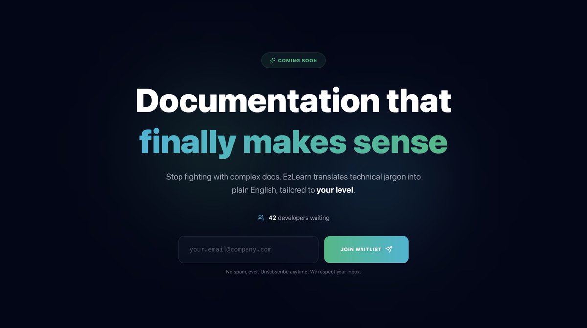 FalcoAleDev's tweet image. "Vibe coding" helps you build, but it doesn't help you learn.

I'm building EzLearn.dev to make technical documentation accessible, so you can stop guessing and start studying with ease.

The waitlist is live:  ✨

#buildinpublic #dev #AI #SaaS