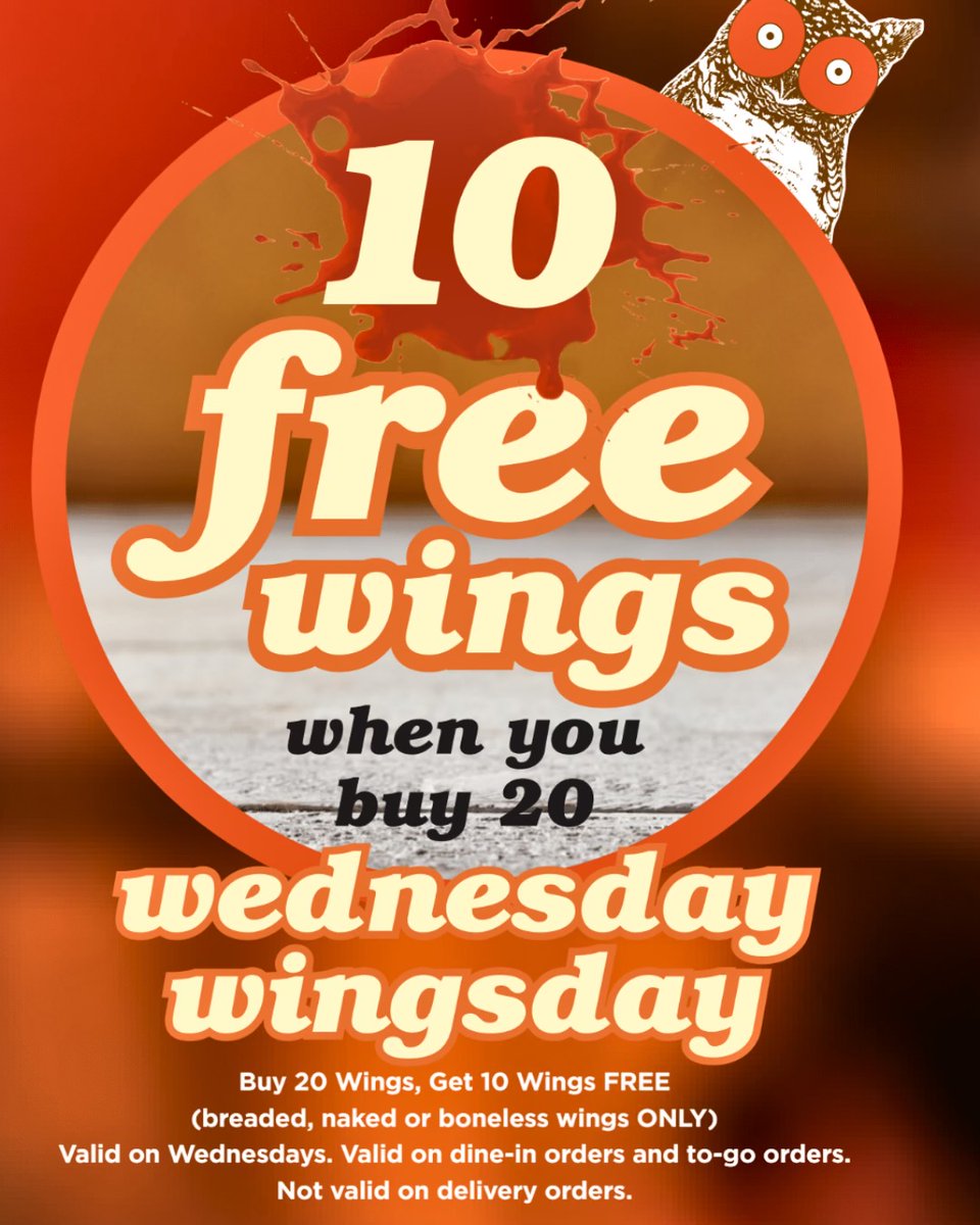 Hooters_MOA's tweet image. It’s WINGSDAY at Hooters Mall of America
🔥 All You Can Eat Wings $16.59
🍗 Traditional or Boneless
💥 Dine in only

PLUS: Buy 20 Wings, Get 10 FREE
You call it. We sauce it. You eat like a legend.

#Saucey #Wings #Hooters