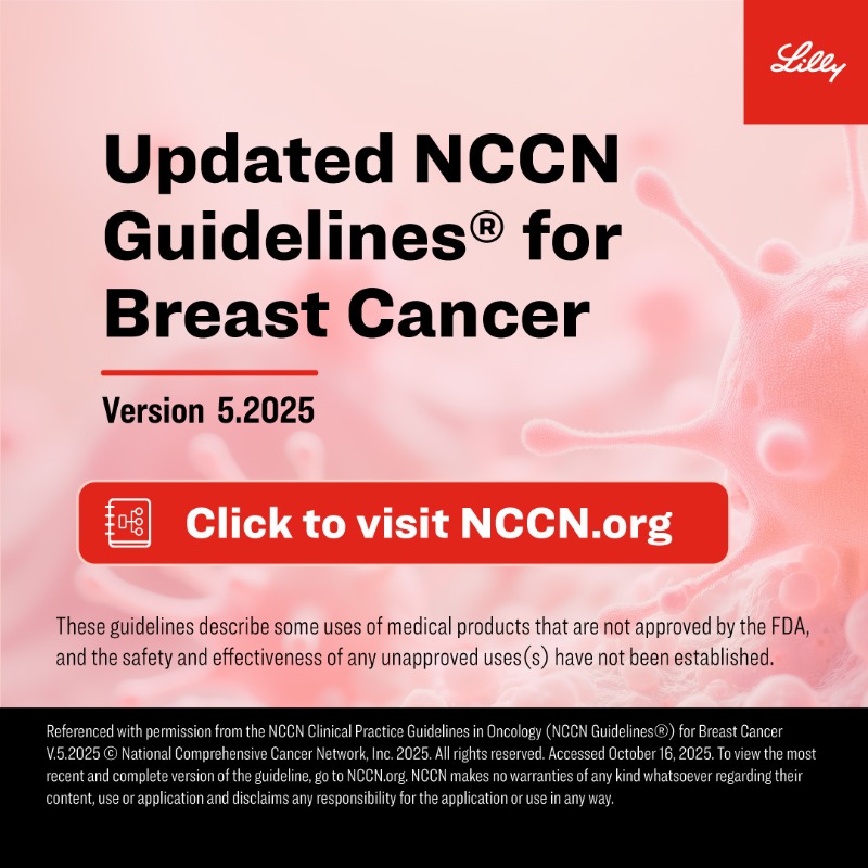 LillyOncMed's tweet photo. UPDATED: NCCN Clinical Practice Guidelines in Oncology (NCCN Guidelines®) for Breast Cancer.

Click the image to visit the NCCN website👇

Guidelines >Tx by Cancer type > Breast Cancer