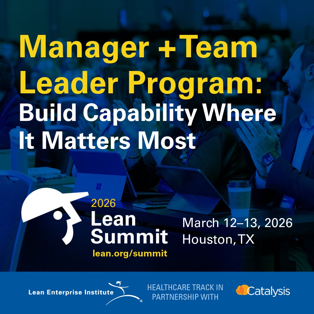 For the first time, managers can bring up to two team leaders at a reduced rate so they can learn together, build a shared way of thinking, and return to the gemba aligned on how problems get seen, solved, and sustained.
hubs.li/Q03-Jllj0

#LeanSummit2026 #Team #Leadership