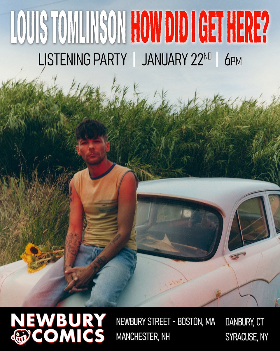 Join us on Thursday, January 22nd for a listening party of Louis Tomlinson's album, How Did I Get Here? (released Friday 1/23). Free giveaways for attendees while supplies last! More info: newburycomics.com/blogs/events/l…