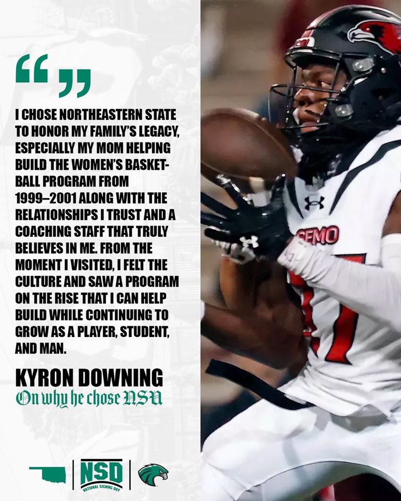 NSU_Football's tweet photo. Signed to the Quah ✍️🦅

Kyron Downing, welcome to NSU!

#TheNest26 | #Come2TheQuah https://t.co/rwHVMdMiR7