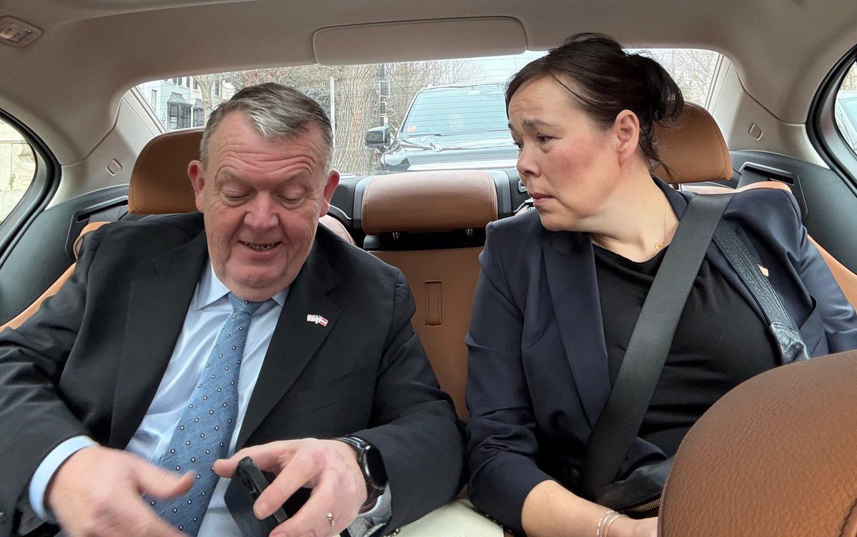Danish FM Lars Løkke enjoying a cigarette with Greenlandic Home Rule FM Vivian Motzfeldt after meeting with <a href="/JDVance/">JD Vance</a> and <a href="/SecRubio/">Secretary Marco Rubio</a>. [AI]