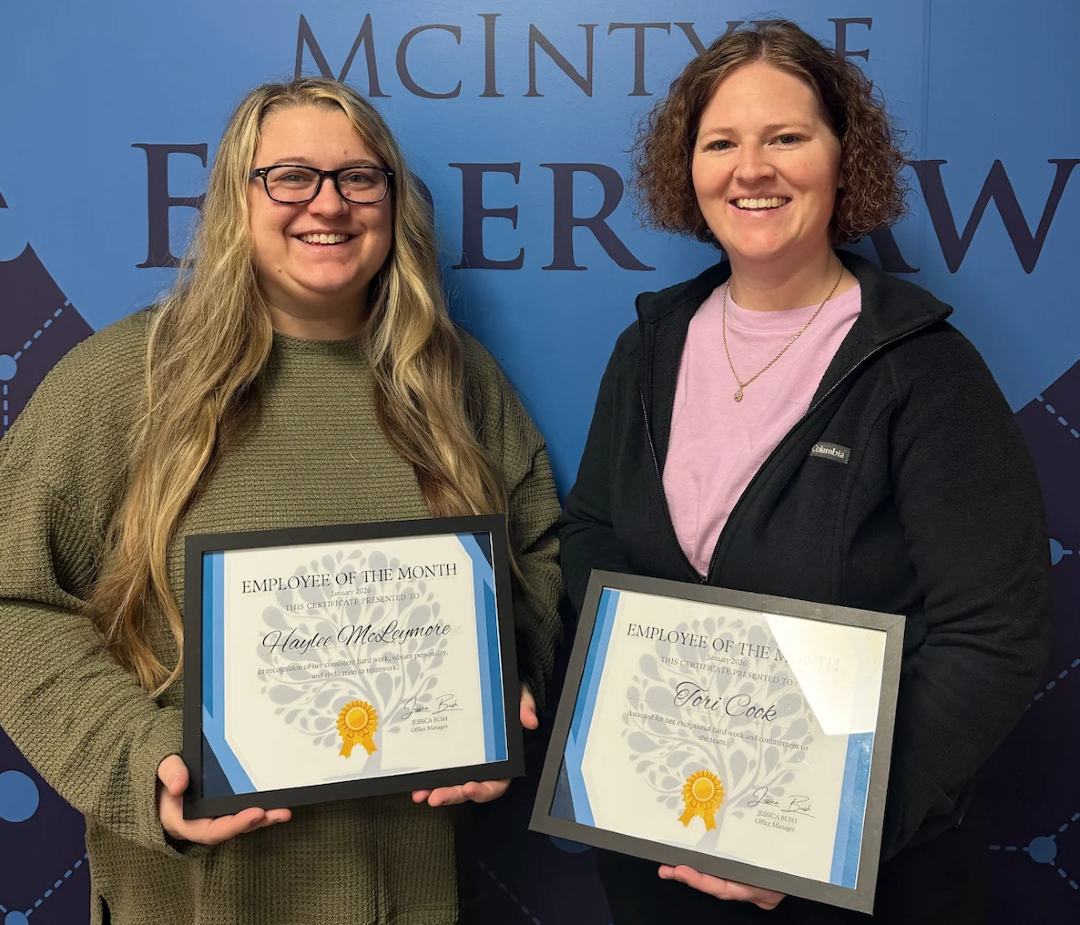 Congratulations to our Shelby office employees of the month, Haylee McLeymore and Tori Cook! We appreciate your hard work, dedication, and contributions to our team! Thanks for all you do! 

#EmployeesOfTheMonth #McIntyreElderLaw