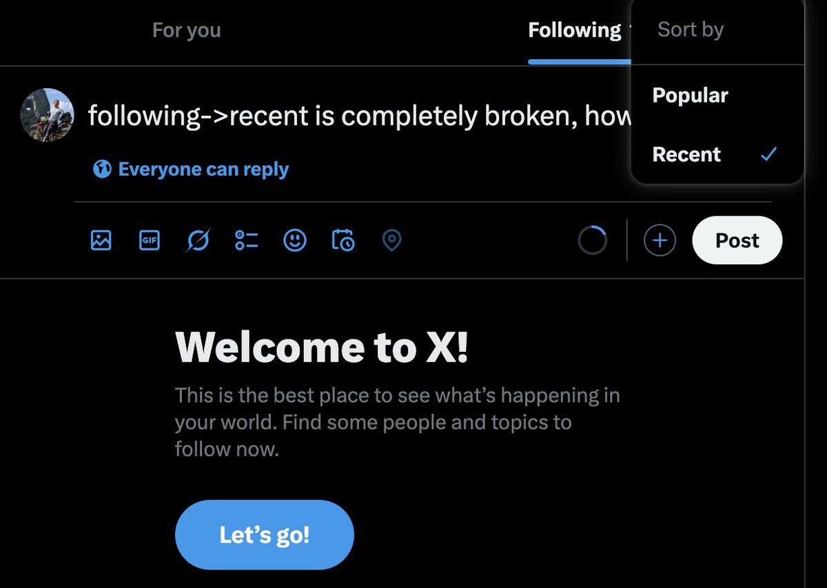 following->recent is completely broken, how cool