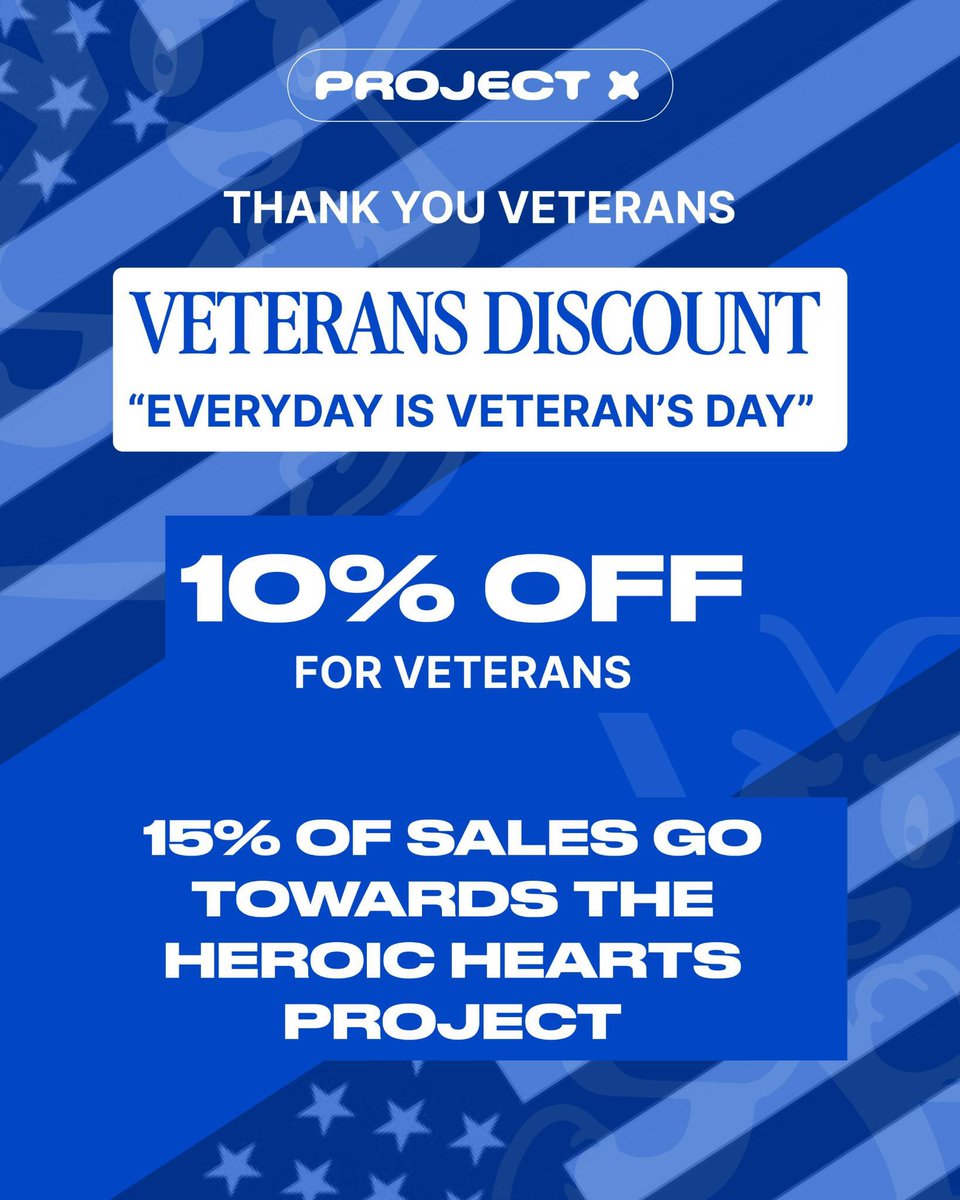Good morning everybody! ☀️🇺🇸 We’re running a month-long charity event for all veterans!
At the end of the month, we’ll host a poll to choose which charity gets 15% of our sales.

🔁 RETWEET, SHARE, REPOST
💬 Comment the charity you want us to donate to!
🙏 Thank you veterans for