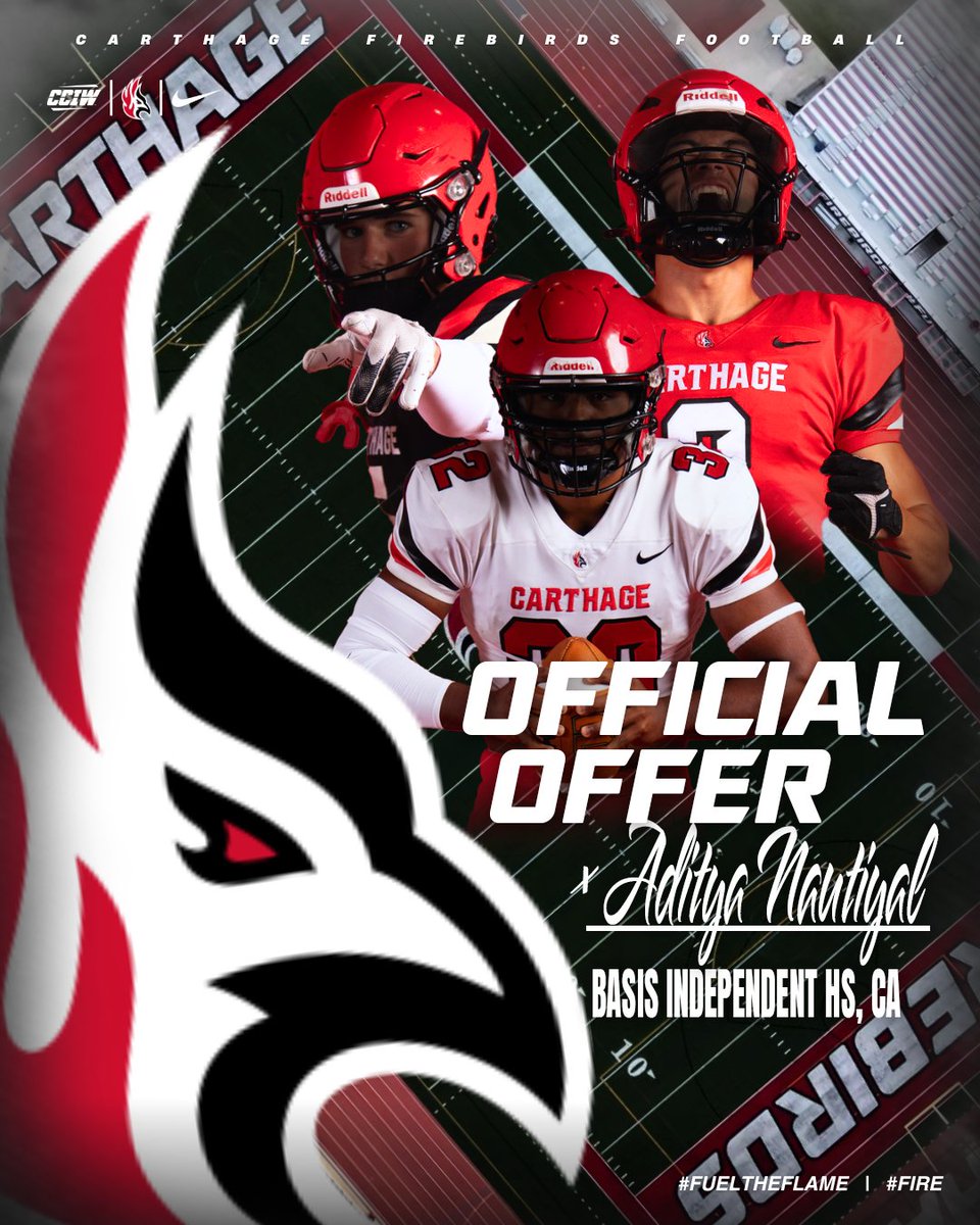 AdityaNaut55007's tweet photo. After a great call with @Coach_CWhite11 , I am blessed to announce that I have received an offer from Carthage College! @Firebirds_FB @CoachPopino https://t.co/cNuUsGKed2