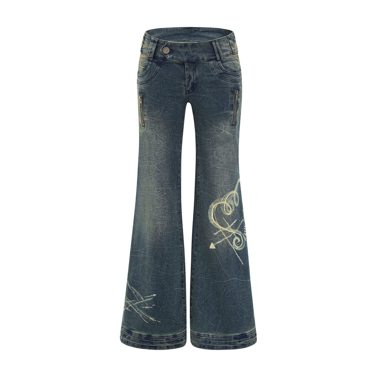 Products's tweet photo. Rock the Y2K vibe with Sassy Love Arrow flared jeans - bold, stretchy, and retro cool!