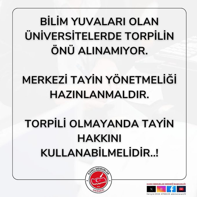 MehmetOktay0723's tweet photo. Liyakat, eşitlik, adalet...
Hepsi kâğıt üzerinde kalıyor!
Üniversite personeli hâlâ tayin hakkından mahrum!
Tayin hakkı idari personel için bir lütuf değil yıllardır gasp edilen hakkın verilmesidir. 
#UniversiteMemurunaTayin
@RTErdogan @erolozvar @batikanaksoy @isikhanvedat https://t.co/4IfcGAYiCO