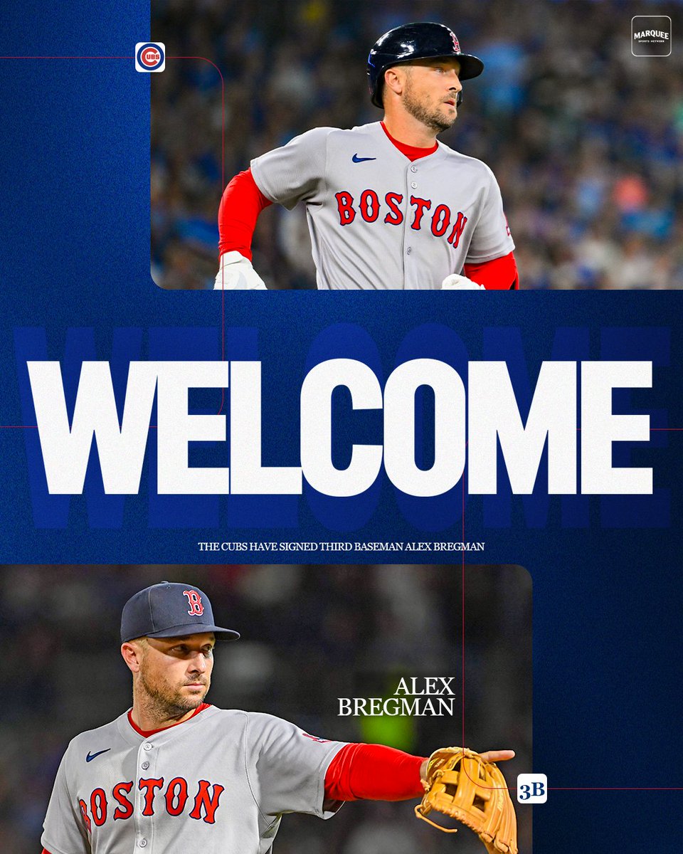 WatchMarquee's tweet photo. IT’S OFFICIAL‼️

Alex Bregman is a Chicago Cub. He will wear No. 3️⃣ 👀 https://t.co/zklDUEj7GD