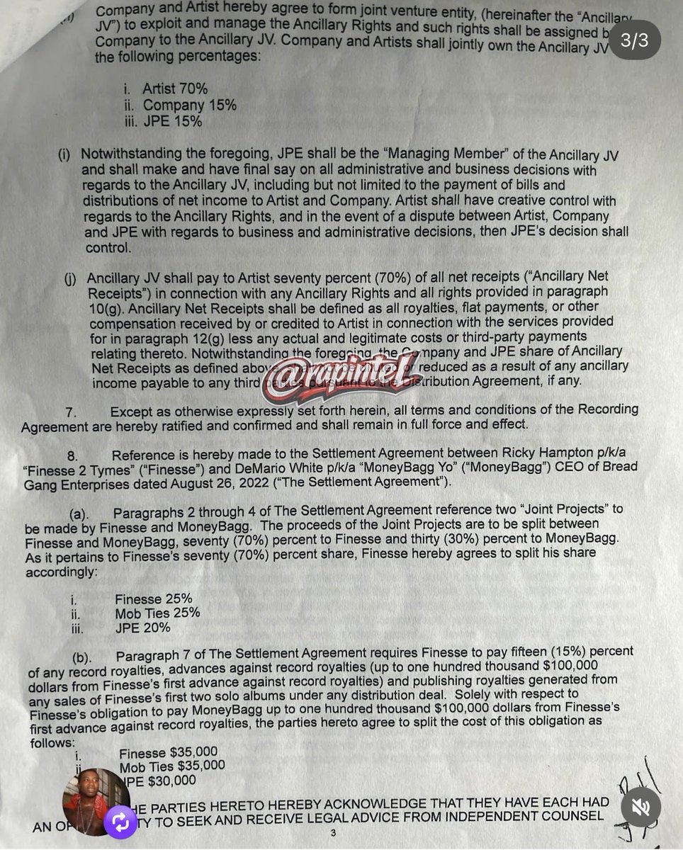 Finesse2Tymes contract with Mob Ties has leaked 👀

Via: @rapintel